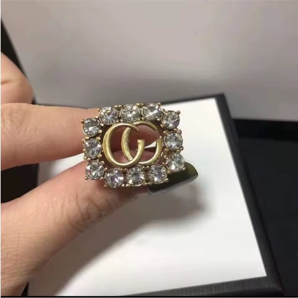 Gucci Gold and Silver Crystal Ring - Picture 3 of 4
